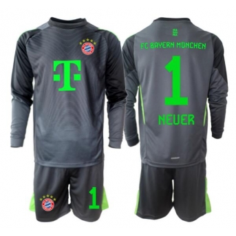 Bayern Munich Manuel Neuer #1 Portiere Maglia Gara Trasferta Repliche 2025-26 Bambino Maniche Lunghe